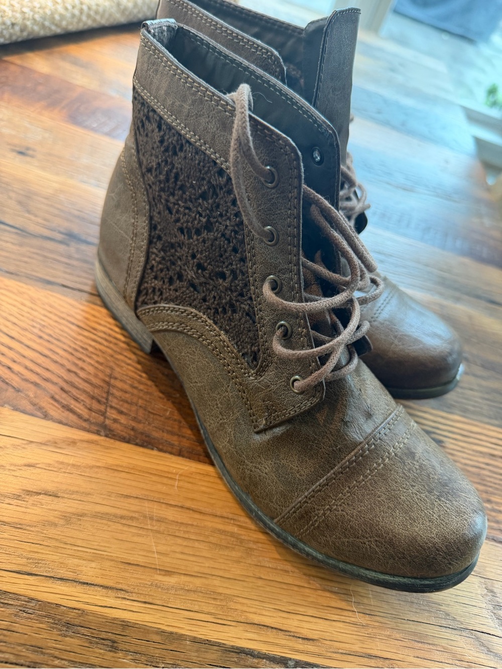 Wanted Distressed Brown Lace-Up Ankle Boots - Picture 2 of 6